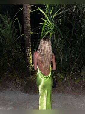 Rat & Boa Green Satin Midi Dress Sz M